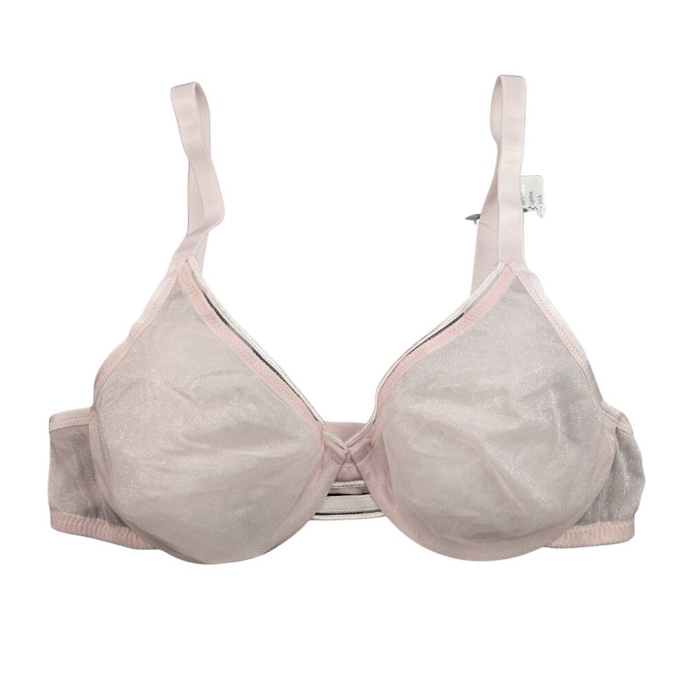 Deyllo Womens Bra 34A Light Pink Underwire Sheer Mesh Lingerie